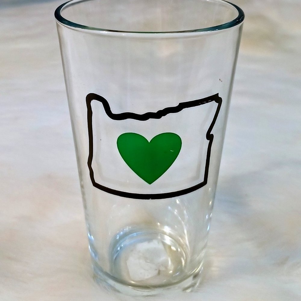 Love Oregon Clear Drinking Glass